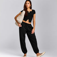Mellow™ Rib Mid Short Sleeve Cardigan | Black