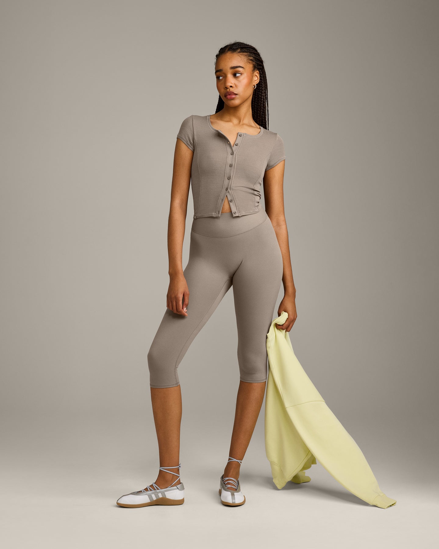 Mellow™ Rib Mid Short Sleeve Cardigan | Warm Minky