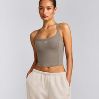Mellow™ Rib Racer Back Mid Vest with Built in Bra Shelf | Warm Minky