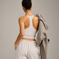Mellow™ Rib Racer Back Mid Vest with Built in Bra Shelf | Oat Marl