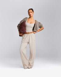 Mellow™ Rib Racer Back Mid Vest with Built in Bra Shelf | Oat Marl