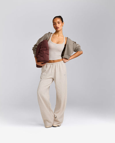 Mellow™ Rib Racer Back Mid Vest with Built in Bra Shelf | Oat Marl