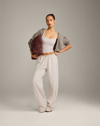 Mellow™ Rib Racer Back Mid Vest with Built in Bra Shelf | Oat Marl