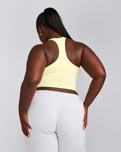 Mellow™ Rib Racer Back Mid Vest with Built in Bra Shelf | Pastel Yellow