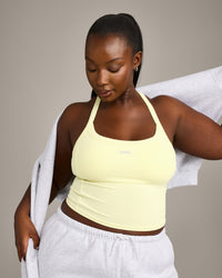 Mellow™ Rib Racer Back Mid Vest with Built in Bra Shelf | Pastel Yellow