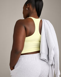 Mellow™ Rib Racer Back Mid Vest with Built in Bra Shelf | Pastel Yellow