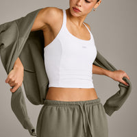 Mellow™ Rib Racer Back Mid Vest with Built in Bra Shelf | White