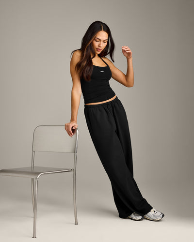 Mellow™ Rib Racer Back Vest with Built in Bra Shelf | Black