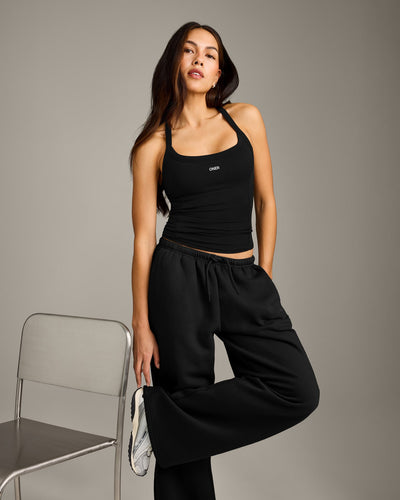 Mellow™ Rib Racer Back Vest with Built in Bra Shelf | Black