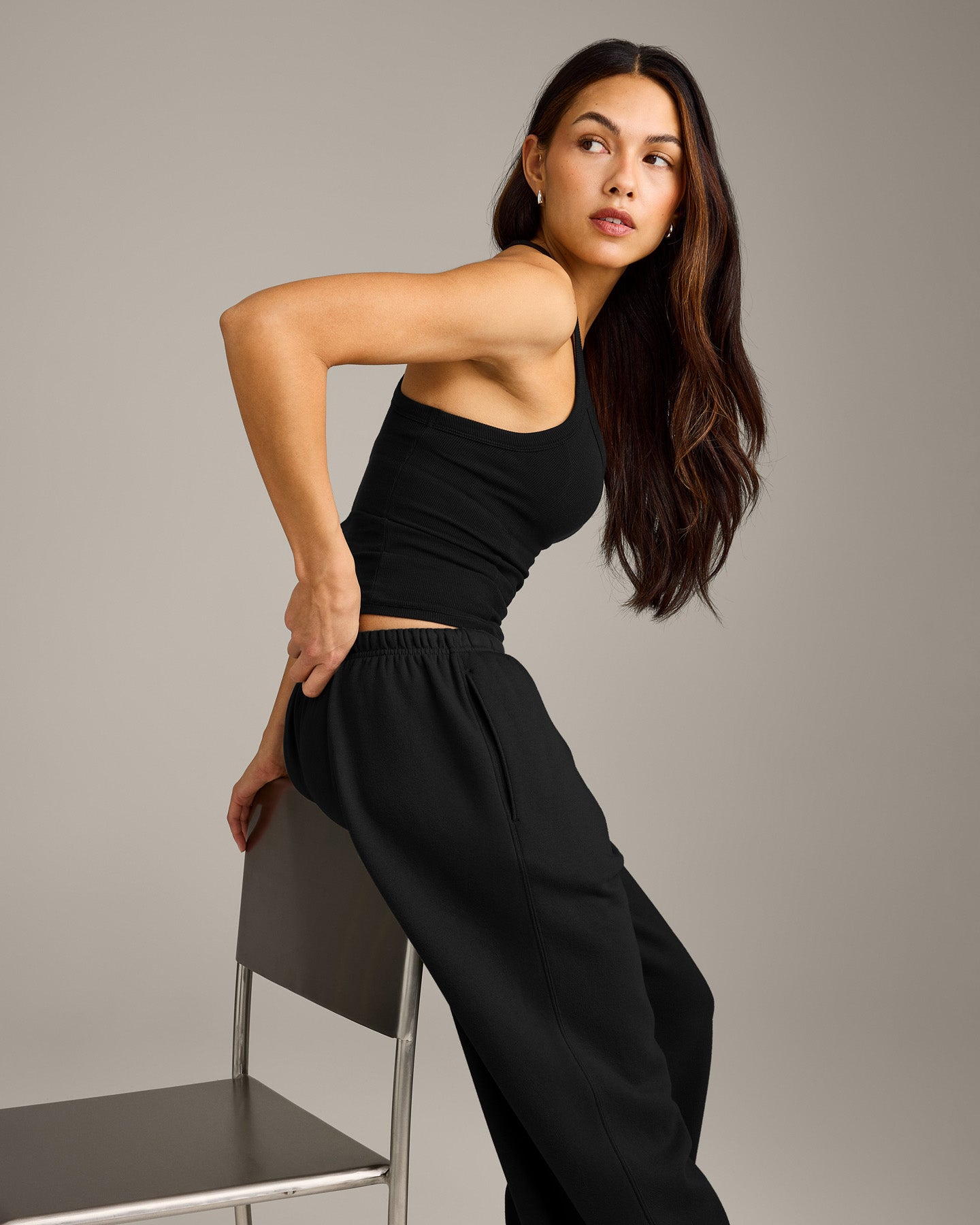 Mellow™ Rib Racer Back Vest with Built in Bra Shelf | Black