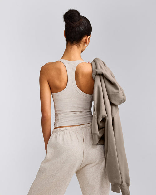 Mellow™ Rib Racer Back Vest with Built in Bra Shelf | Oat Marl