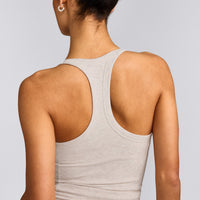 Mellow™ Rib Racer Back Tank Top with Built in Bra Shelf | Oat Marl