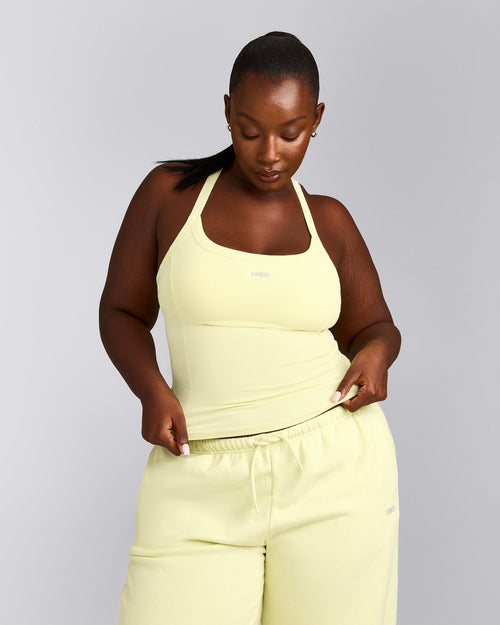 Mellow™ Rib Racer Back Vest with Built in Bra Shelf | Pastel Yellow