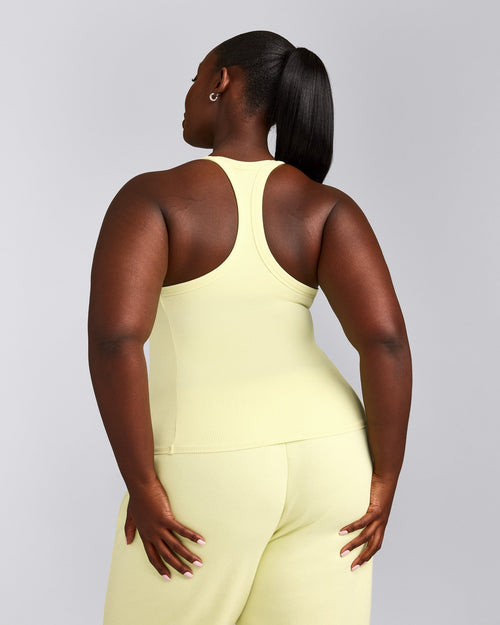 Mellow™ Rib Racer Back Vest with Built in Bra Shelf | Pastel Yellow
