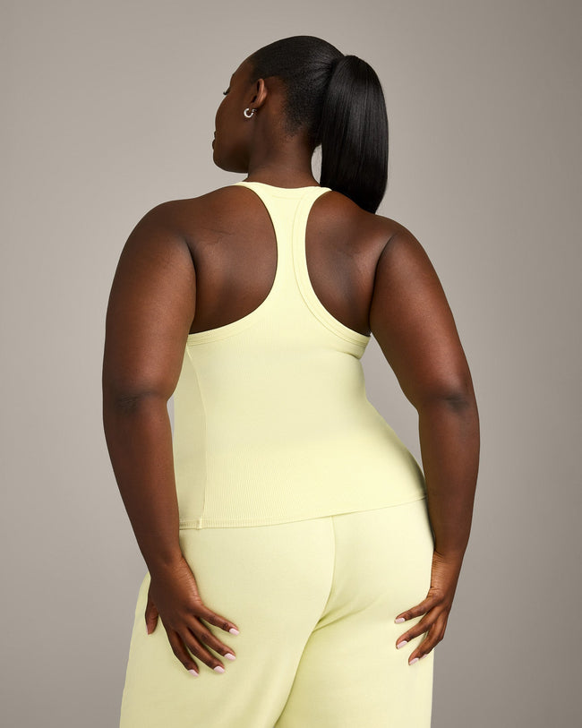 Mellow™ Rib Racer Back Vest with Built in Bra Shelf | Pastel Yellow