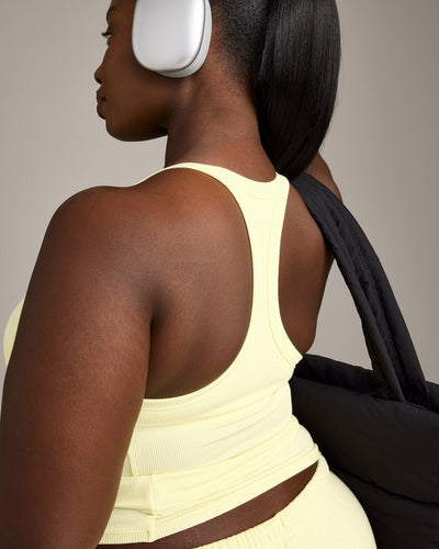 Mellow™ Rib Racer Back Vest with Built in Bra Shelf | Pastel Yellow