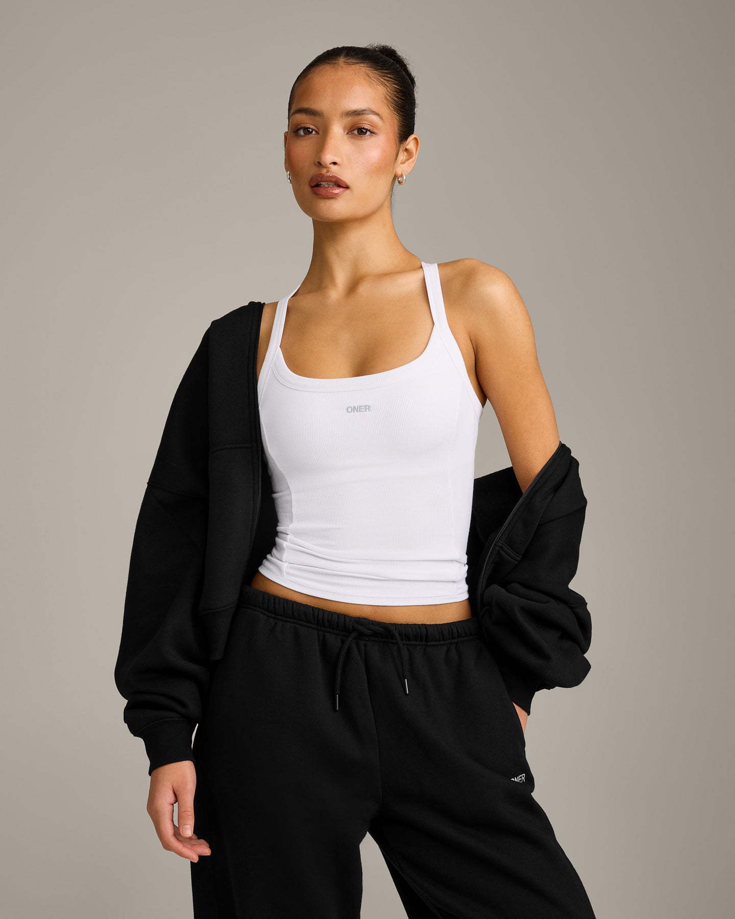 Mellow™ Rib Racer Back Vest with Built in Bra Shelf | White