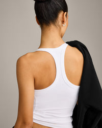 Mellow™ Rib Racer Back Vest with Built in Bra Shelf | White
