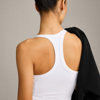 Mellow™ Rib Racer Back Vest with Built in Bra Shelf | White