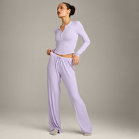 Oner At Home Night Button Down Long Sleeve Top | Light Lavender Purple