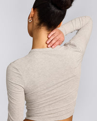 Oner At Home Night Button Down Long Sleeve Top | Oat Marl