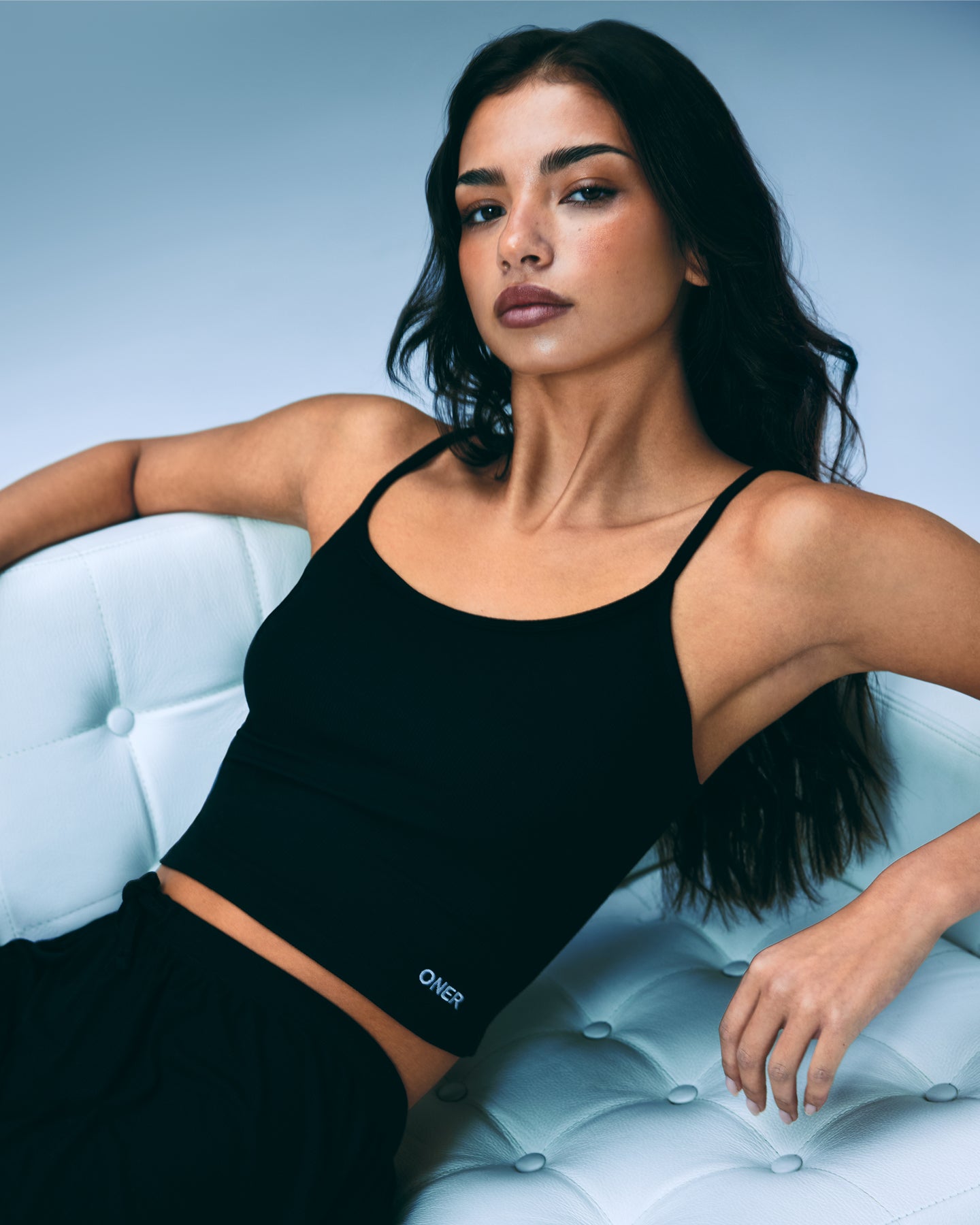 Oner At Home Night Strappy Mid Vest | Black