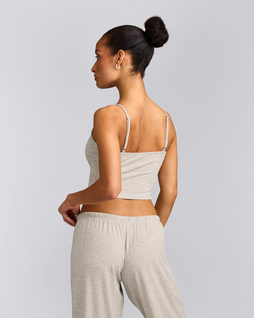 Oner At Home Night Strappy Mid Vest | Oat Marl