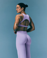 SoftMotion™ High Neck Sports Bra with Grey Logo | Lavender Purple