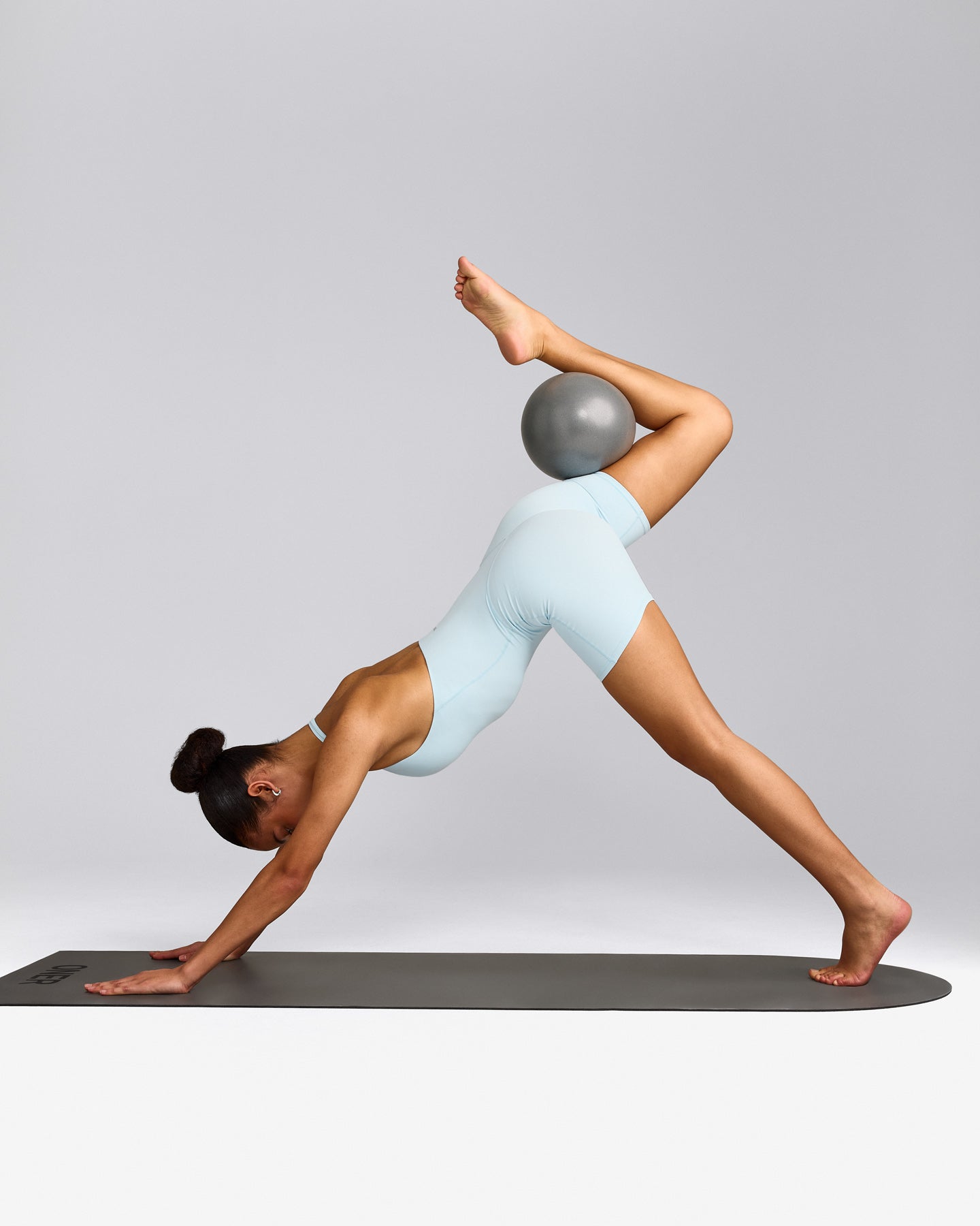 SoftMotion™ Halter Neck All In One Short with Grey Logo | Cloud Blue