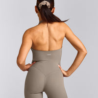 SoftMotion™ Halter Neck All In One Short with Grey Logo | Minky
