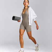 SoftMotion™ Halter Neck All In One Short with Grey Logo | Minky
