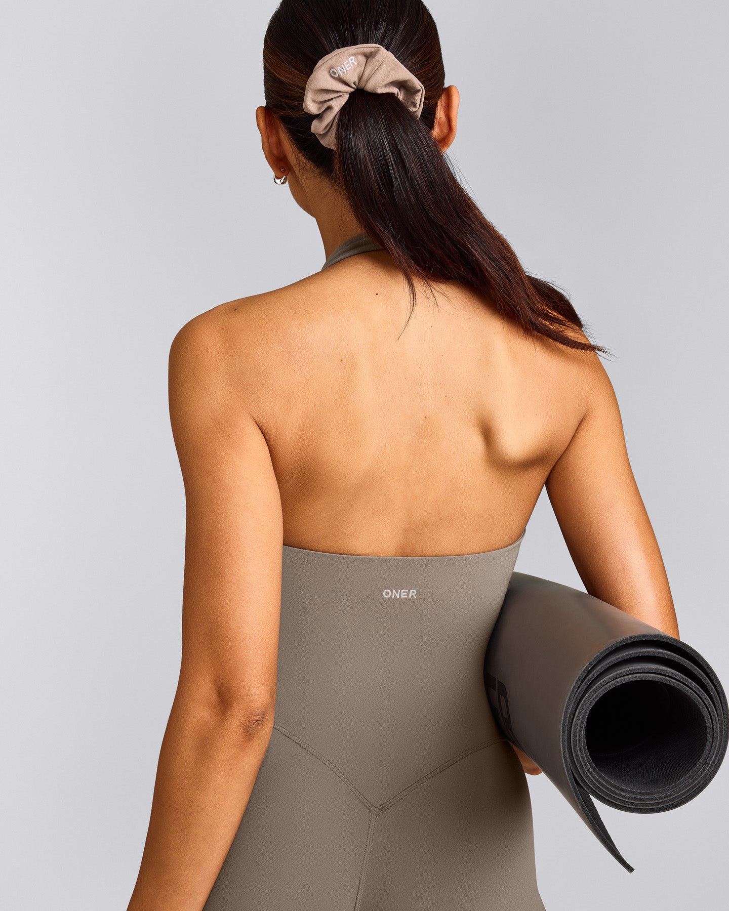 SoftMotion™ Halter Neck All In One Short with Grey Logo | Minky