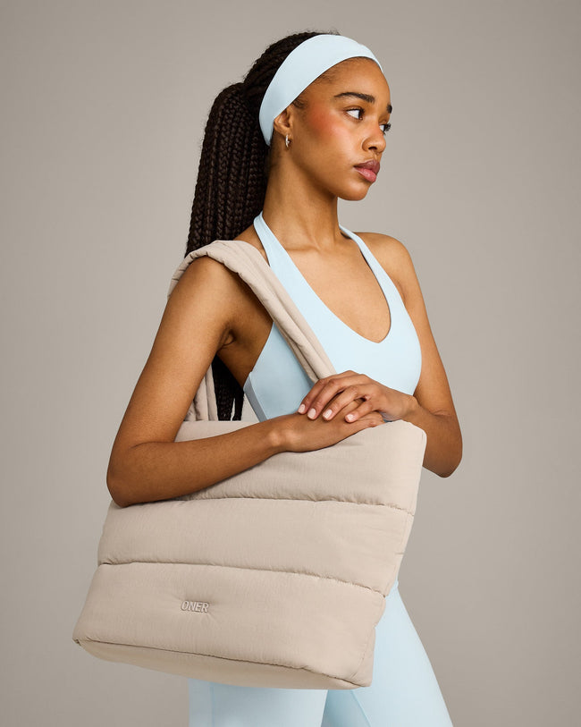 SoftMotion™ Halter Neck Mid Vest with Built in Bra Shelf with Grey Logo | Cloud Blue