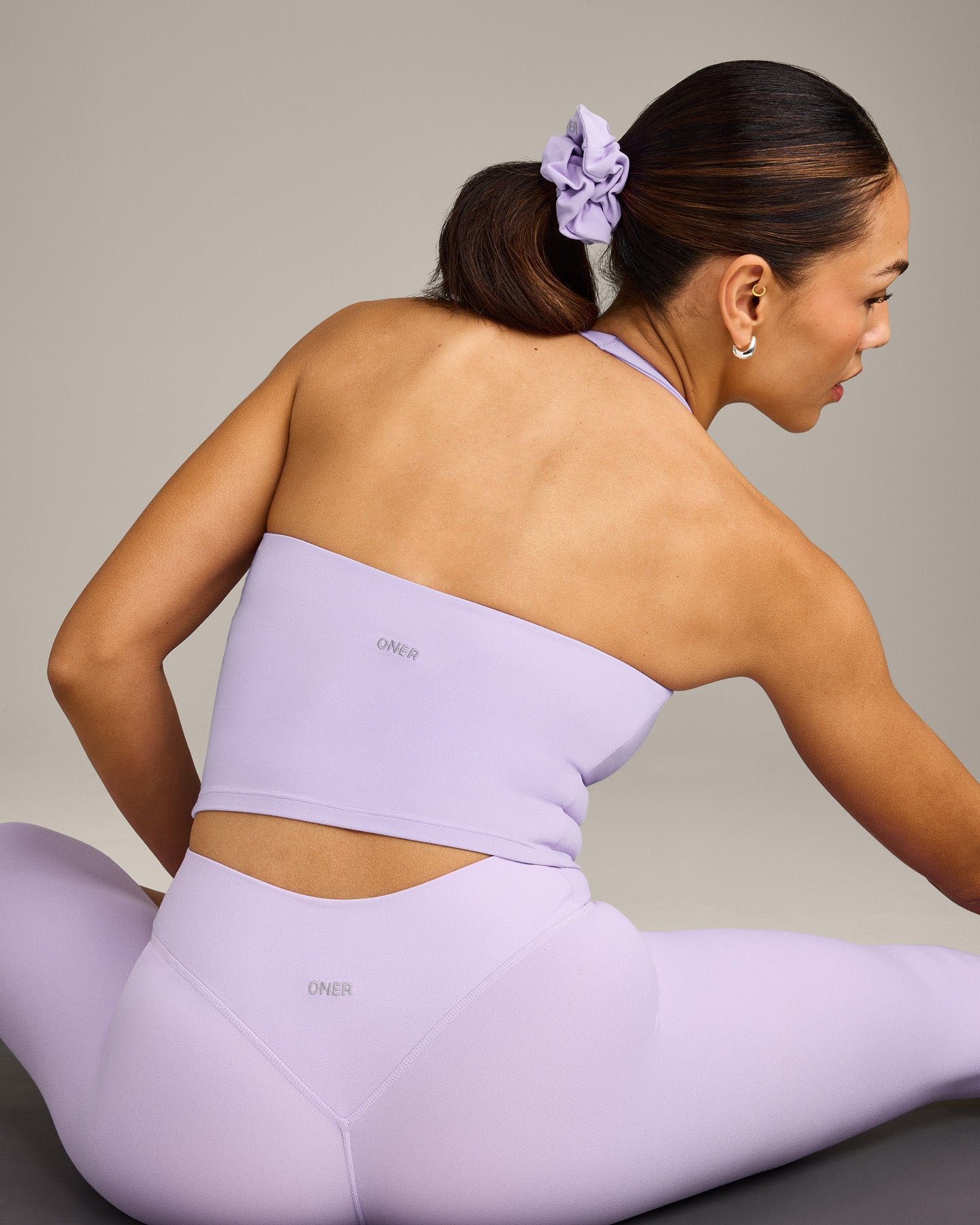 SoftMotion™ Halter Neck Mid Vest with Built in Bra Shelf with Grey Logo | Lavender Purple