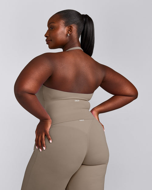 SoftMotion™ Halter Neck Mid Vest with Built in Bra Shelf with Grey Logo | Minky