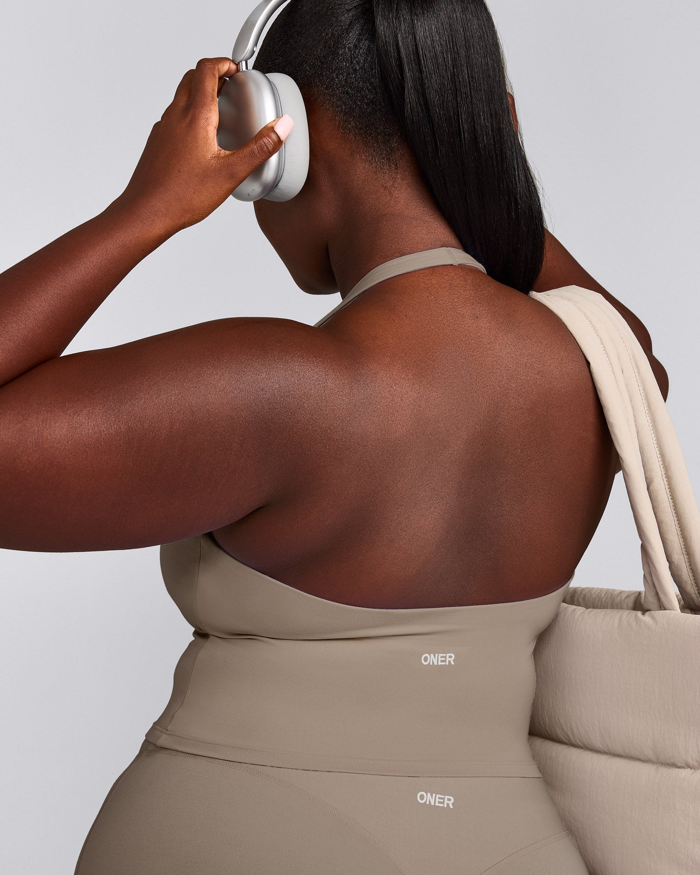 SoftMotion™ Halter Neck Mid Vest with Built in Bra Shelf with Grey Logo | Minky