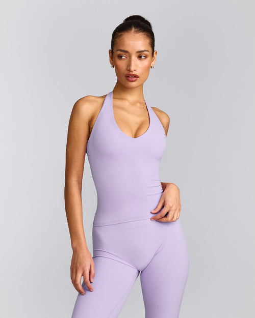 SoftMotion™ Halter Neck Vest with Built in Bra Shelf with Grey Logo | Lavender Purple