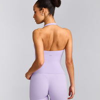 SoftMotion™ Halter Neck Vest with Built in Bra Shelf with Grey Logo | Lavender Purple