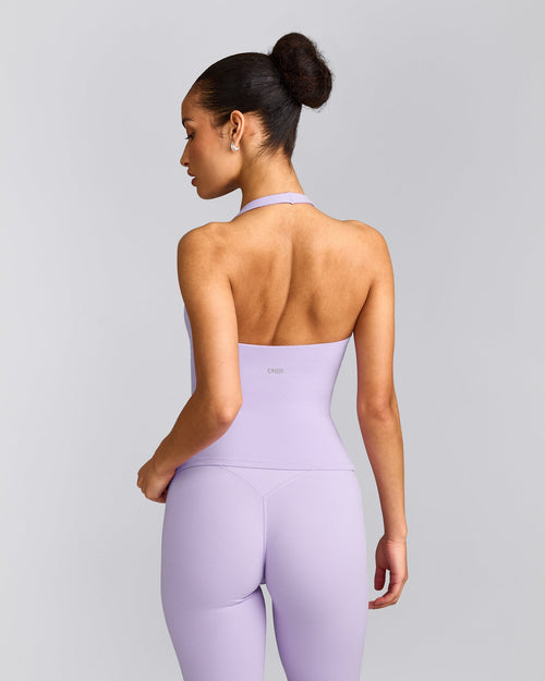 SoftMotion™ Halter Neck Vest with Built in Bra Shelf with Grey Logo | Lavender Purple
