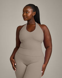 SoftMotion™ Halter Neck Vest with Built in Bra Shelf with Grey Logo | Minky