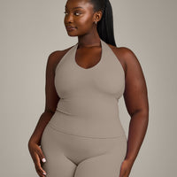 SoftMotion™ Halter Neck Vest with Built in Bra Shelf with Grey Logo | Minky