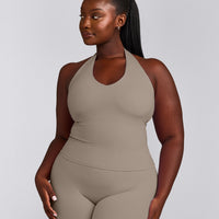 SoftMotion™ Halter Neck Vest with Built in Bra Shelf with Grey Logo | Minky