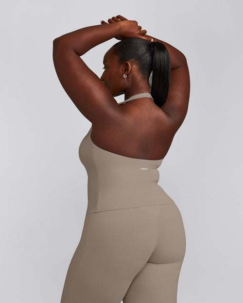 SoftMotion™ Halter Neck Vest with Built in Bra Shelf with Grey Logo | Minky