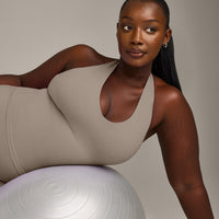 SoftMotion™ Halter Neck Vest with Built in Bra Shelf with Grey Logo | Minky