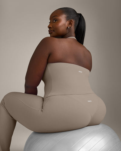 SoftMotion™ Halter Neck Vest with Built in Bra Shelf with Grey Logo | Minky