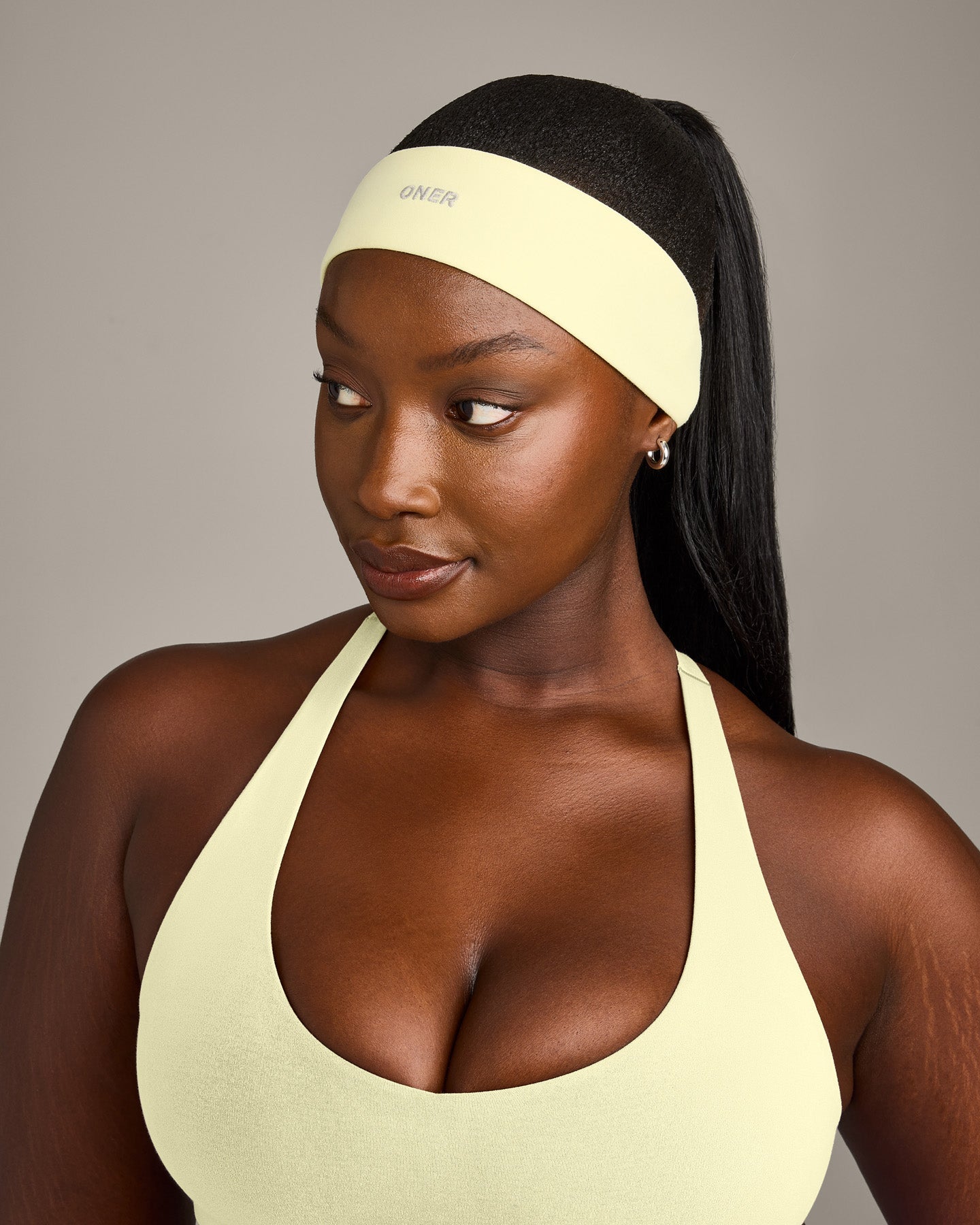 SoftMotion™ Headband with Grey Logo | Pastel Yellow