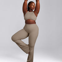 SoftMotion™ High Neck Sports Bra with Grey Logo | Minky