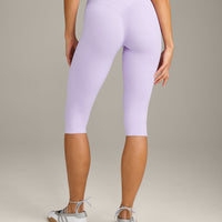 SoftMotion™ High Waisted Capri Leggings with Grey Logo | Lavender Purple
