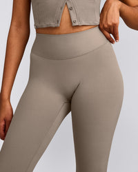 SoftMotion™ High Waisted Capri Leggings with Grey Logo | Minky