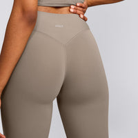 SoftMotion™ High Waisted Capri Leggings with Grey Logo | Minky